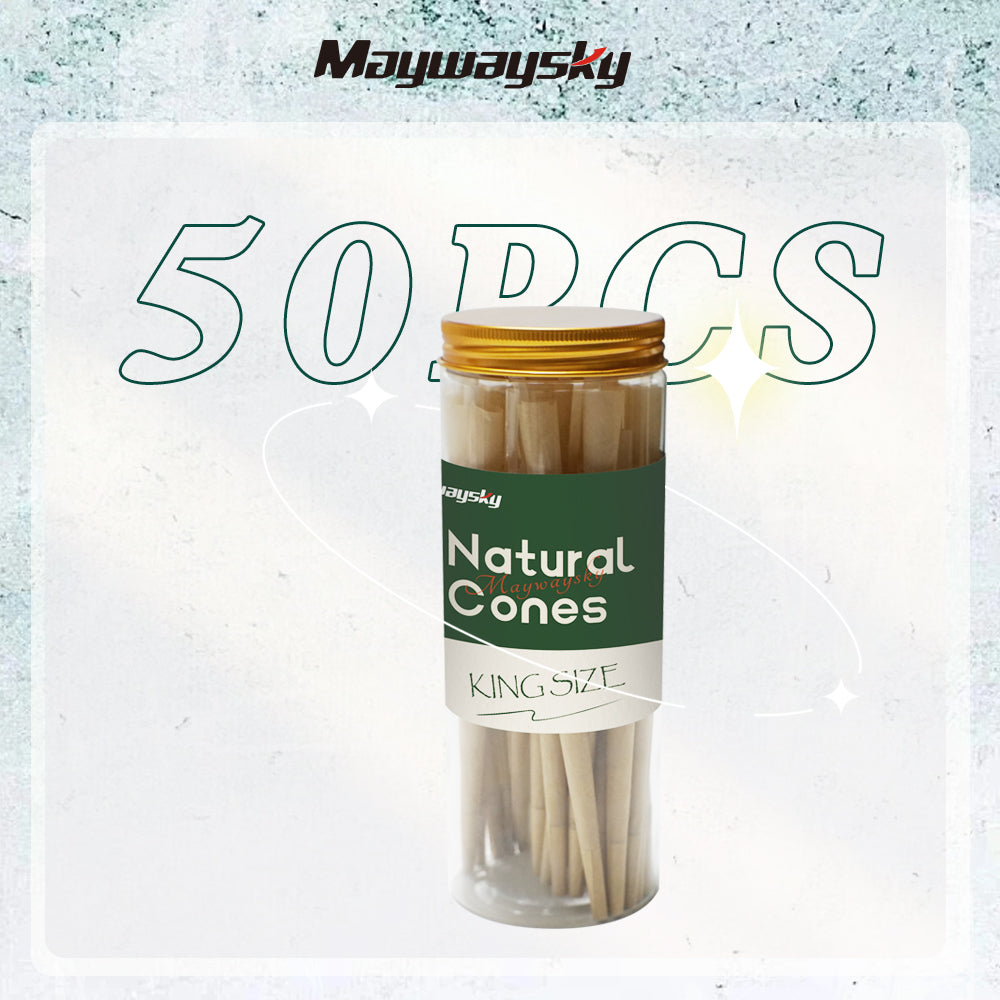 Maywaysky 30 Cans/ Carton Natural Pre-rolled Cones Unbleached Paper 70mm-109mm