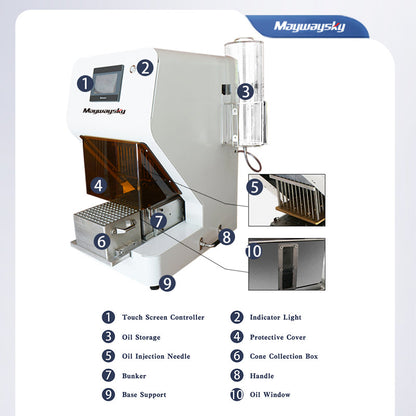 Maywaysky Automatic Infusion Pre-Rolled Machine Oil Filling For 84mm/98mm/109mm Size Cone Touch Screen Control