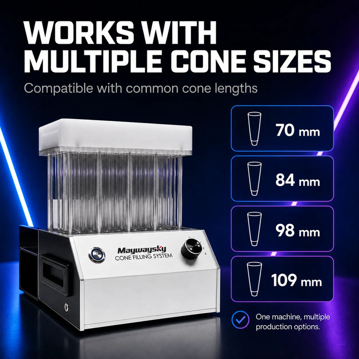 Maywaysky 50 Pre-rolle Cone Filling Machine Mini Knockbox For 1 1/4 King Size Pre-rolle